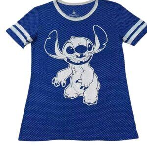 Disney Parks Authentic Womens Stitch Graphic Jersey T-Shirt Tee Blue M
